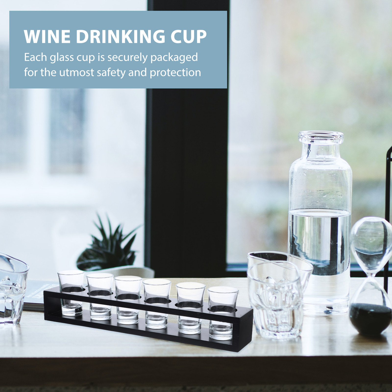 Wine Glass Set with Wooden Hol - огляд і ціна Home Bar Set