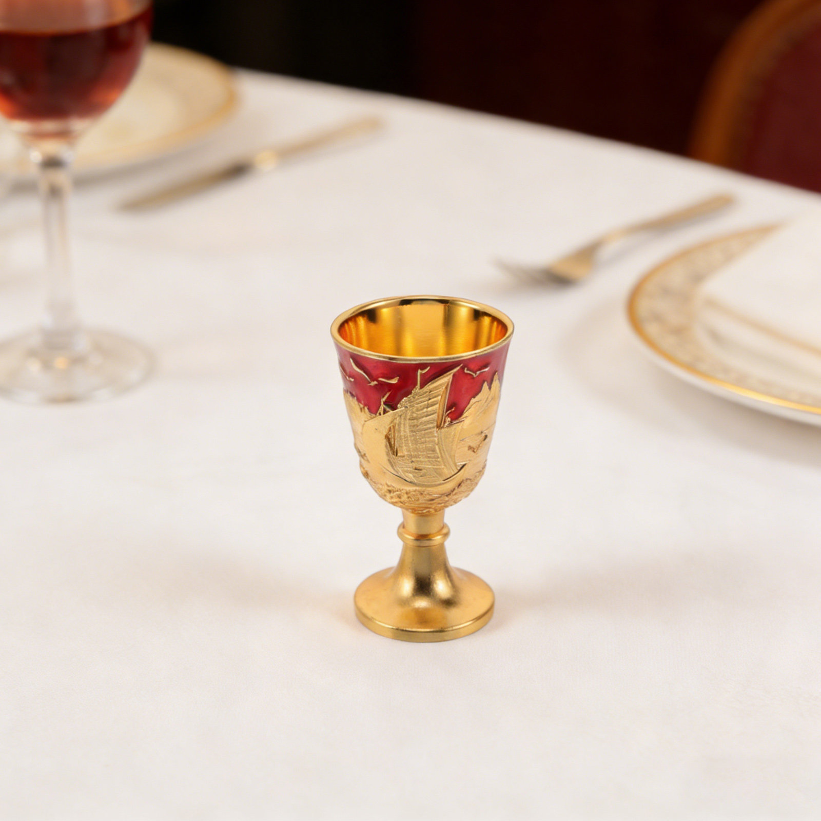 2Pcs Vintage Alloy Goblet Glas - огляд і ціна Home Bar Set